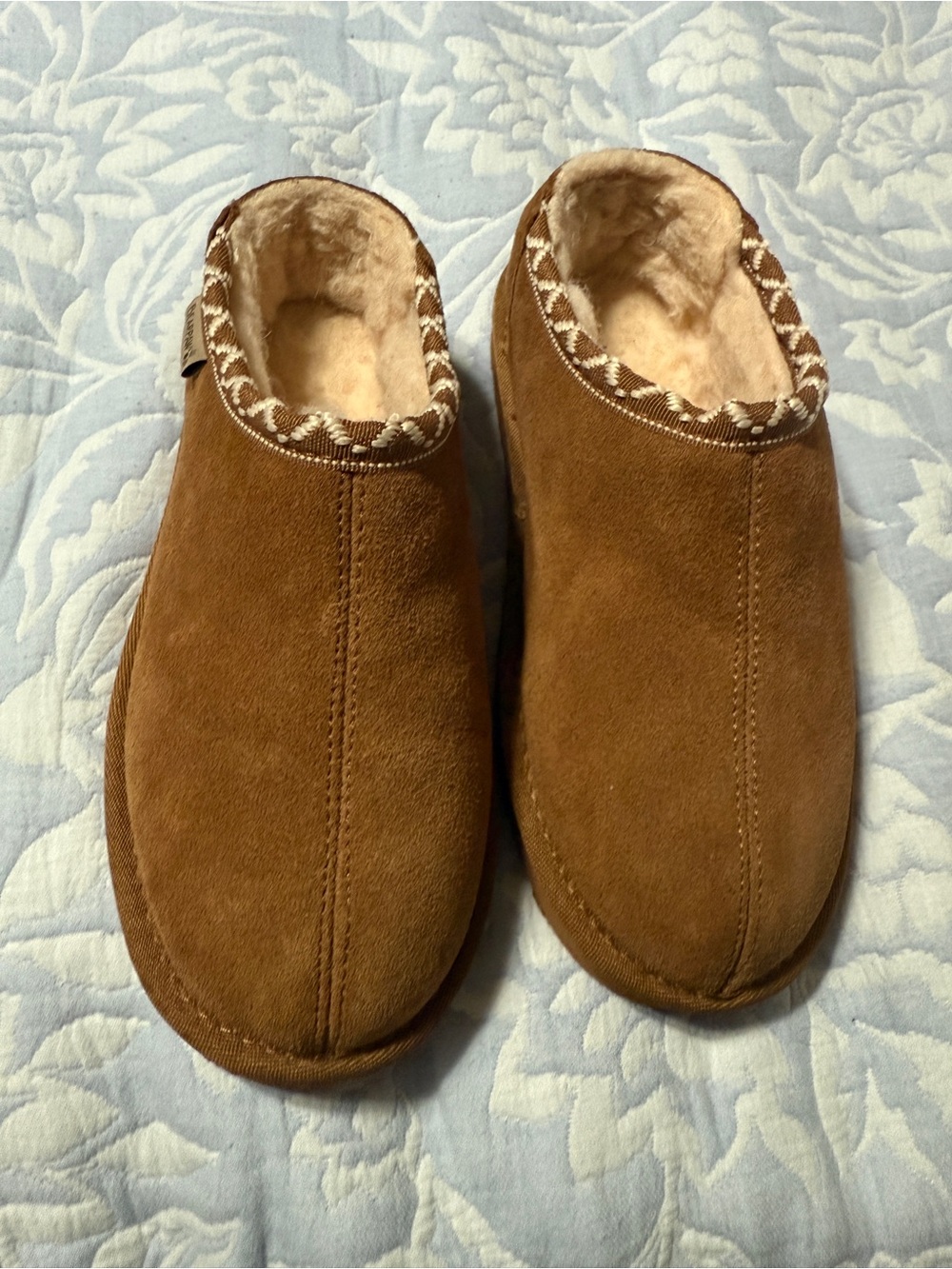 BearPaw Kids Brown Suede Plush-Lined Slip-On Slippers